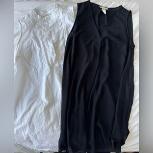 2 H&M Maternity tops — cotton White Button-Up Blouse and black vneck